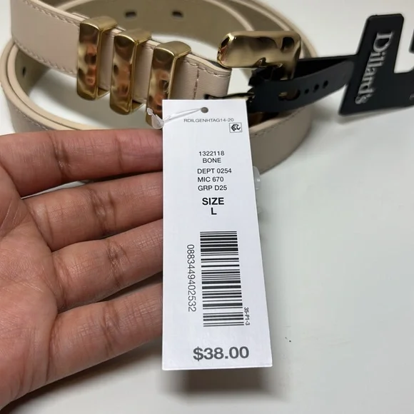 Dillards Women’s Belt In Bone | Sz L | NWT - Picture 2 of 4
